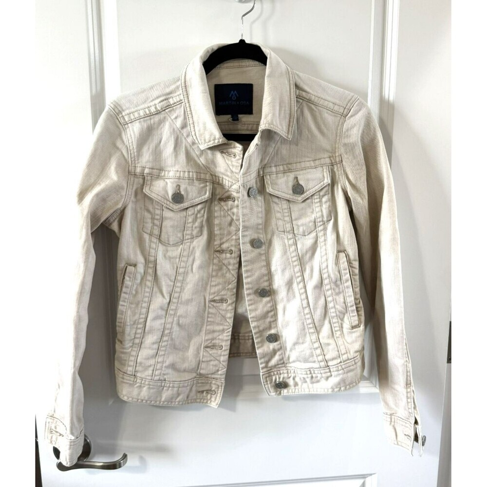 Martin + Osa Women’s Button Front Denim Jean Jacket Cream Size XS